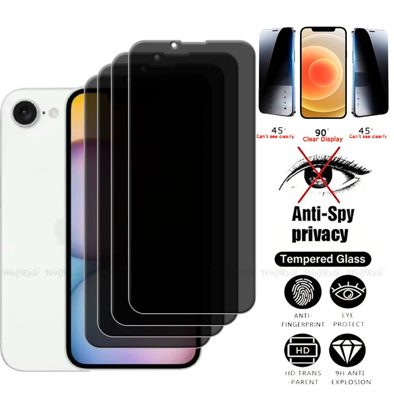 4Pcs For iPhone 16e Glass iPhone 16e Tempered Glass Privacy Anti-Spy HD 9H Cover Phone Screen Protector For iPhone 16e iPhone16e