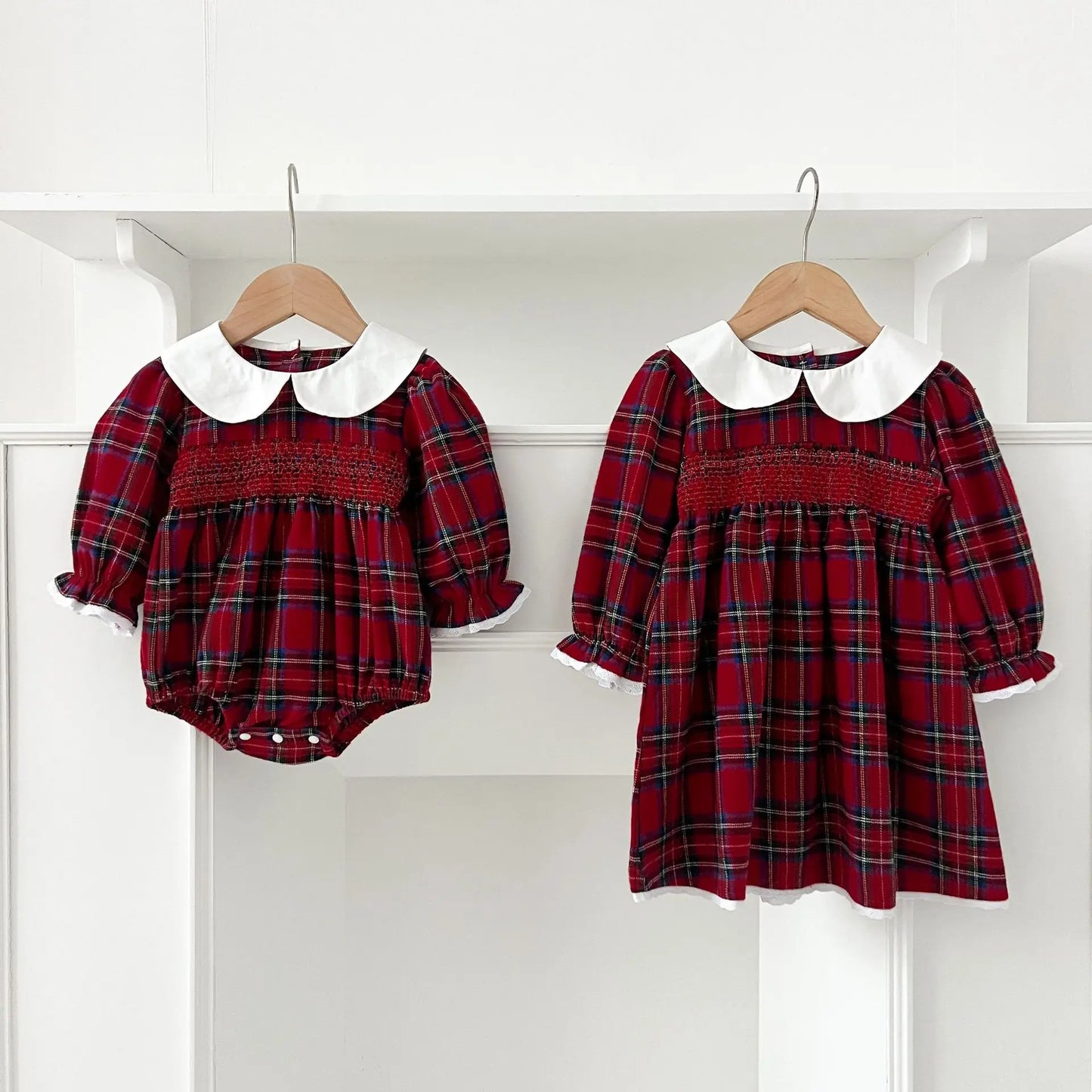 New Year's Party Clothes ﻿Christmas Toddler Kids Baby Girls Clothes Sister Matching Xmas Bodysuit Dress Outfits Red Plaids Sets