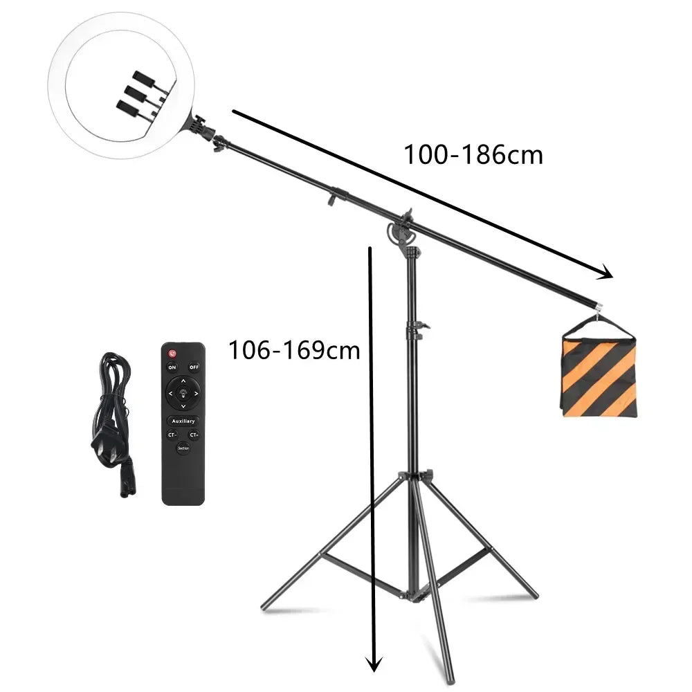 SH Ring Light 18inch Kit 36W 6500K Professional LED Control Stand Phone Holder Tube  Bag for Tattoo Lash Extension Barber Light
