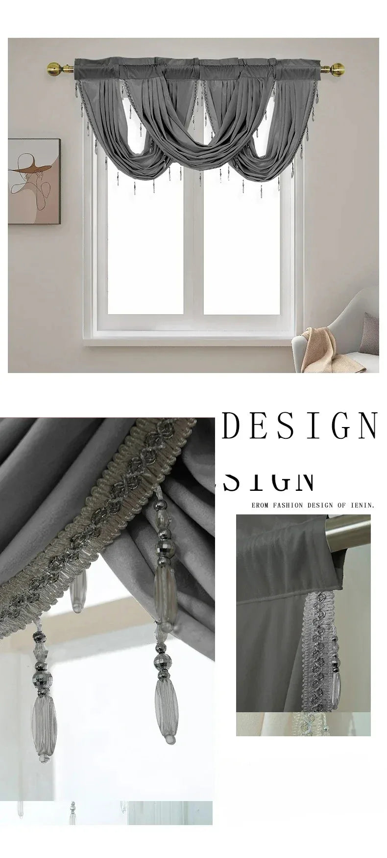 Velvet Valance Small Curtain for LivingRoom Bedroom Kitchen  Hotel Hall Luxury Home Decoration High Quality Fabric Partition