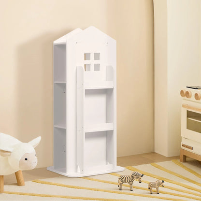 360° rotating bookshelf for children's room 3-layer house-shaped children's bookshelf floor-standing