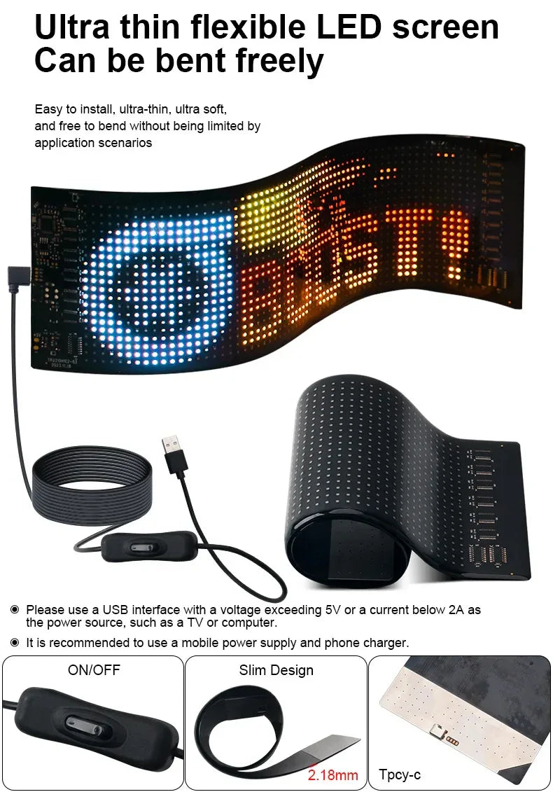 LED Scrolling Advertising Display RGB USB App Bluetooth DIY Devil Eye Overlength Matrix Pixel Panel Pattern Animation Display