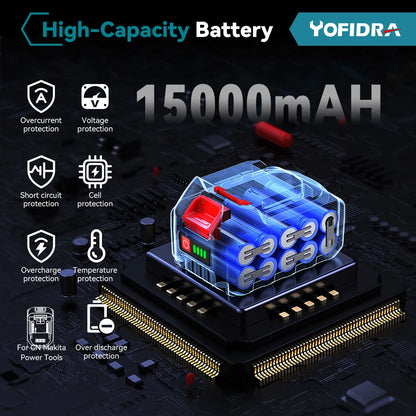 YOFIDRA 928VF 22500mAh Rechargeable Lithium Ion Battery 388VF 15000mAh 128VF Li-ion Battery For Electric Work Power Tool
