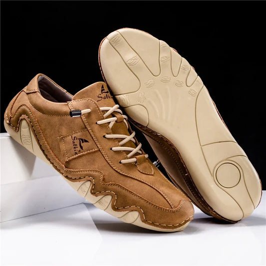 2024 Hand Sewn Leather Shoes for Men Light Outdoor Walking Casual Shoes Big Size 47 48 Slip-On Driving Loafers Men by PDG ibma