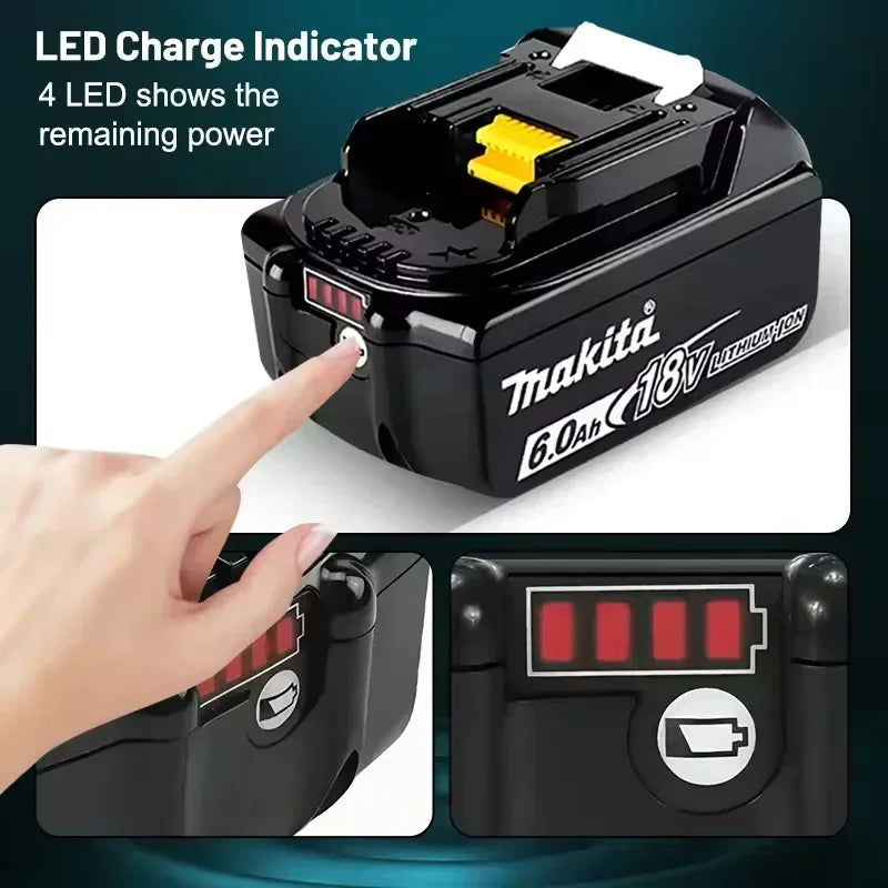 Genuine Makita 6.0Ah for Makita 18V Battery BL1830B BL1850B BL1850 BL1840 B0L1815 Replacement Lithium Battery DC18RC Chargers