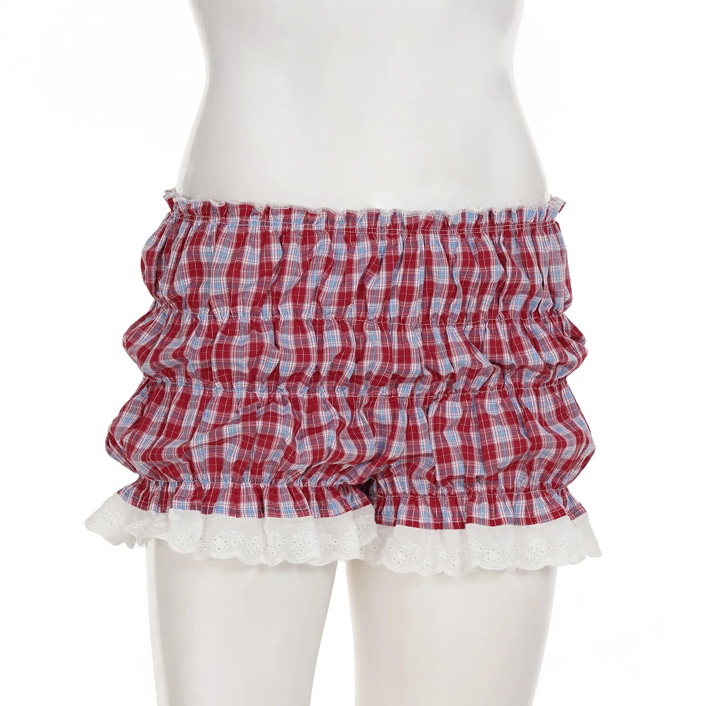 HLJ&GG White Knit Letter Fashion Y2K Outfits Women O Neck Sleeveless Slim Crop Top + Lace Plaid Shorts Two Piece Sets Streetwear