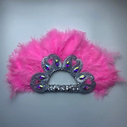 2025 New Design African Turkey Feather Big Fan Ladies Wedding Feather Fan for Bride Double Side Feather Nigerian Feather Handfan