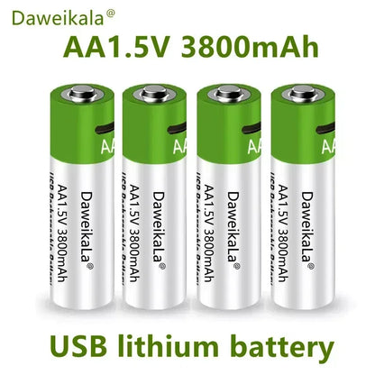 New 1.5V AAA grade lithium-ion battery with 3000mAh capacit USB rechargeable battery suitable forRomote Control LED toy keyboard