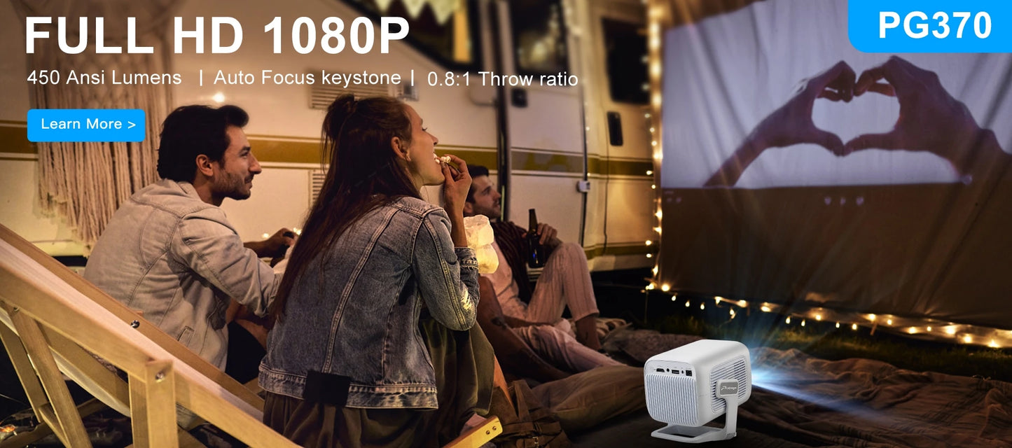 PROGAGA PG370 MAX Projector HD 1080P 4K Android Projector 700ANSI Video Projector Home Theater Portable Projector for Smartphone
