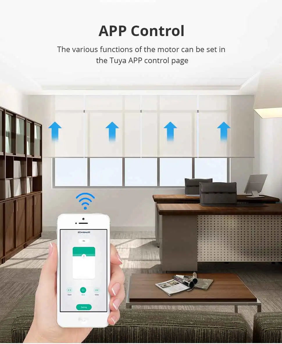 Zemismart WiFi Electric Roller Shade Motor for 17mm 25mm 28mm Tube Built-in Battery Work with Tuya Alexa Google Home Alice Voice