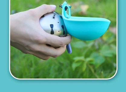 Lovewithstyle Dog Portable Water Bottle 304 Stainless Steel Ball Shaped Refillable Foldable Hook Outdoor Walking Hiking For Pet