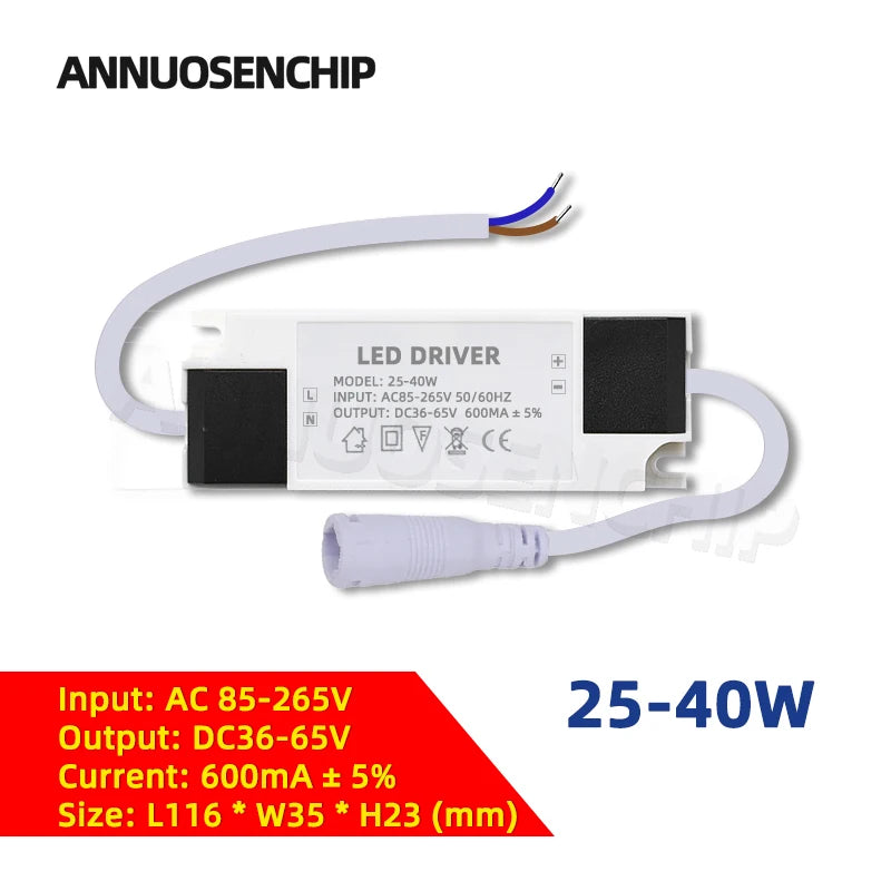 Hot 300mA 600mA LED Constant Current Driver Power Supply 85-265V AC to DC Lighting Transformers for Downlight Lamp Ceiling Light
