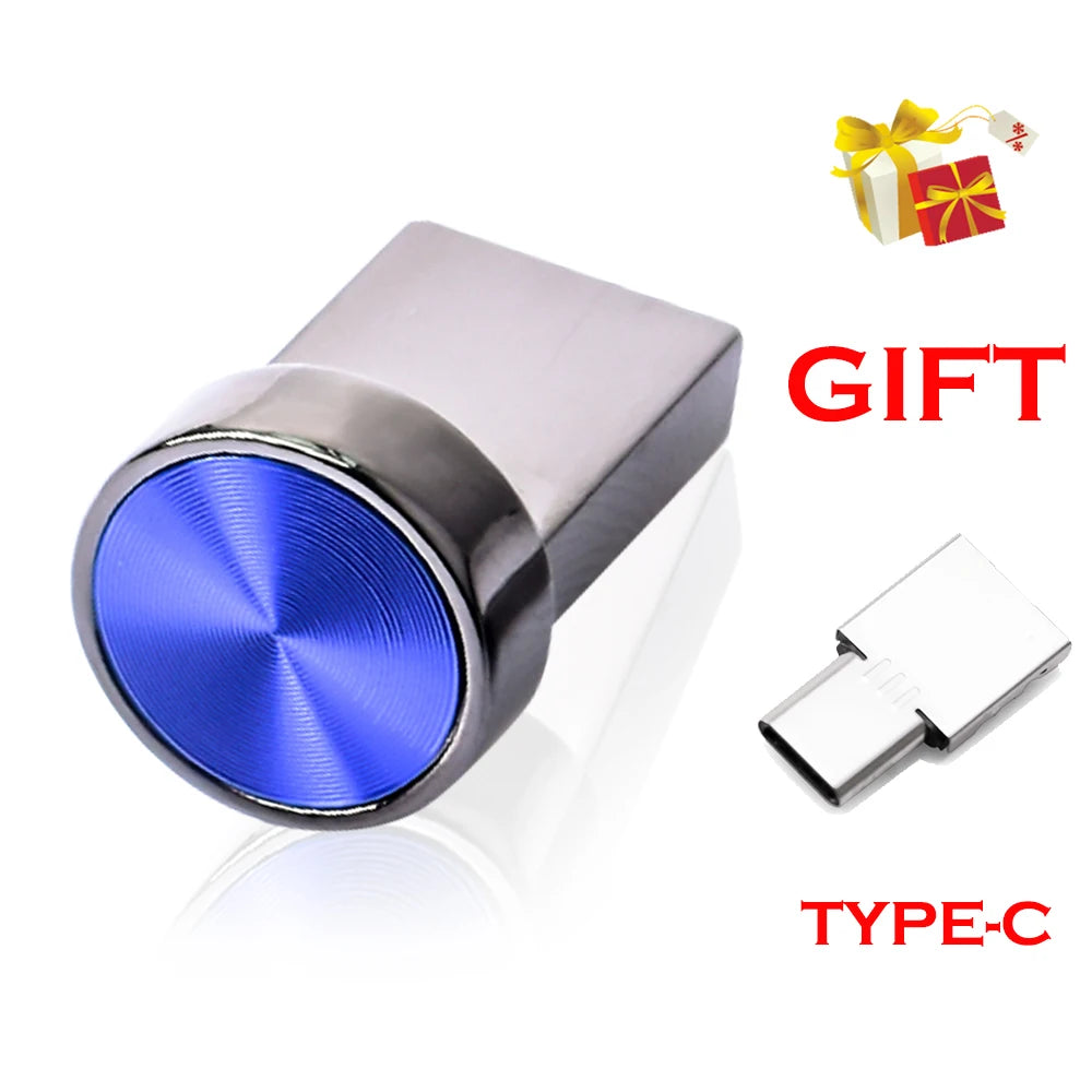 Waterproof USB Stick Fashion TYPE-C Mini Metal button USB Flash Drive Mobile storage disk 64GB Pen drive personal memory stick