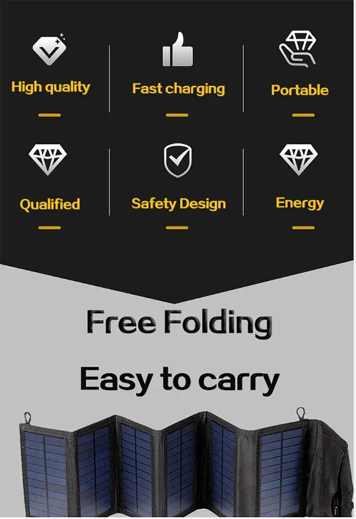 800W Foldable Solar Panel Portable 6-fold Solar Panels Charger USB 5V DC Full Time Power Solar Panel Mobile Power Supply