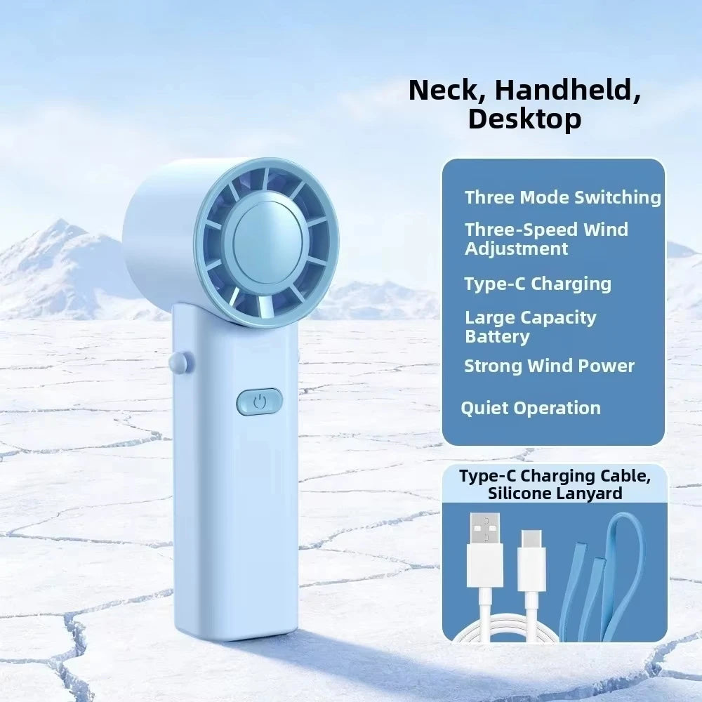 Mini Portable Neck Fan Foldable USB Rechargeable Handheld Fan Hands-Free Cooling for Travel Outdoor Summer