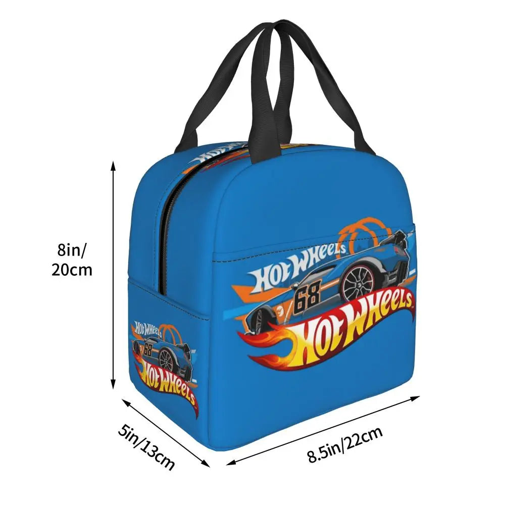 Custom Hot Wheels For Fans Thermal Insulated Lunch Bag Cartoon Sport Car Portable Lunch Container Travel Multifunction Food Box