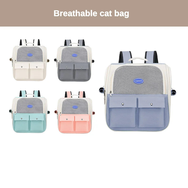 Pet Backpack Outdoor Large Cat Backpack Cat Transporter Breathable Foldable Carrying Bag Backpack Cat And Small Dog Supplies