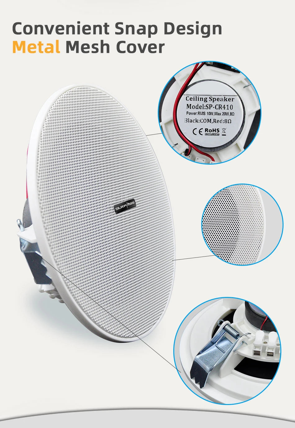 Bluetooth Wall Amplifier Smart Home Audio Mini Touch Screen 4*20W Stereo Sound Music PA System Loudspeaker Ceiling Speaker  suit