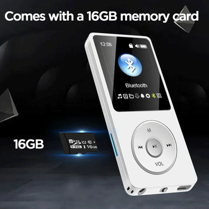 16GB MP3 Player USB Charging Record Digital Display Screen Media Lossless Pocket Sports Running Walking HIFI Music Speakers