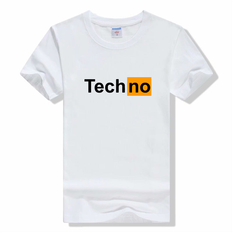 Funny T shirt men Tops Techno T-Shirt Sexy Techno Hub 2 Letter Print Cotton Sleeve Humor Style tshirt Techno short sleeve tshirt