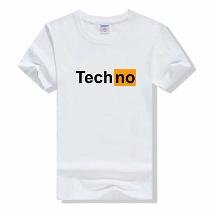 Funny T shirt men Tops Techno T-Shirt Sexy Techno Hub 2 Letter Print Cotton Sleeve Humor Style tshirt Techno short sleeve tshirt