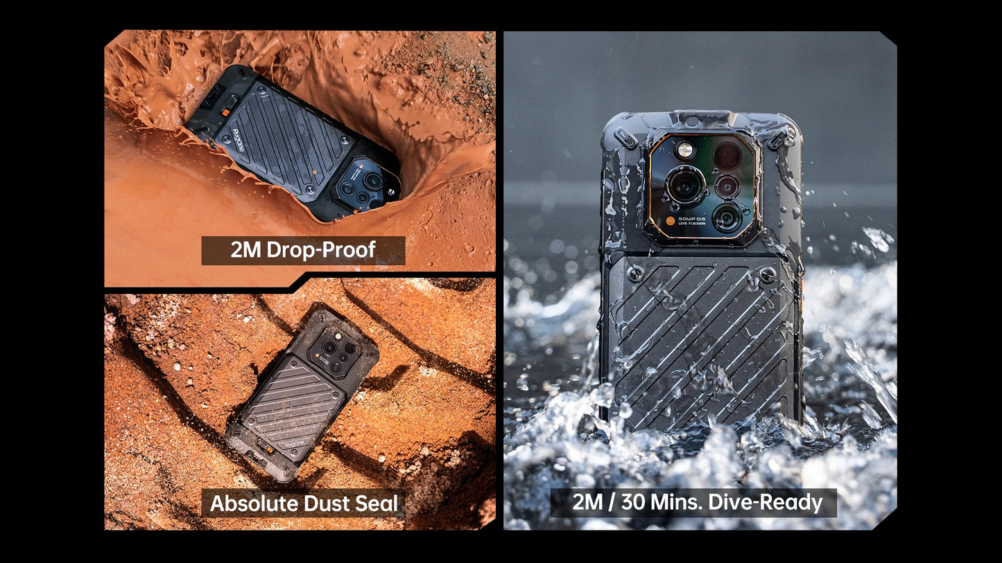 RugOne Xever 7 5G Rugged Phone Android 15 Smartphone 512GB ROM 12+12GB RAM 6.67" 120Hz AMOLED NFC 5500mAh Swappable Battery