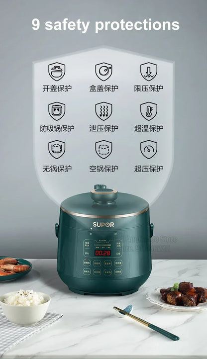 SUPOR 2.3L Electric Pressure Cooker Mini Rice Cooker Small Stainless Steel Electric Cooker High Quality Kitchen Appliances