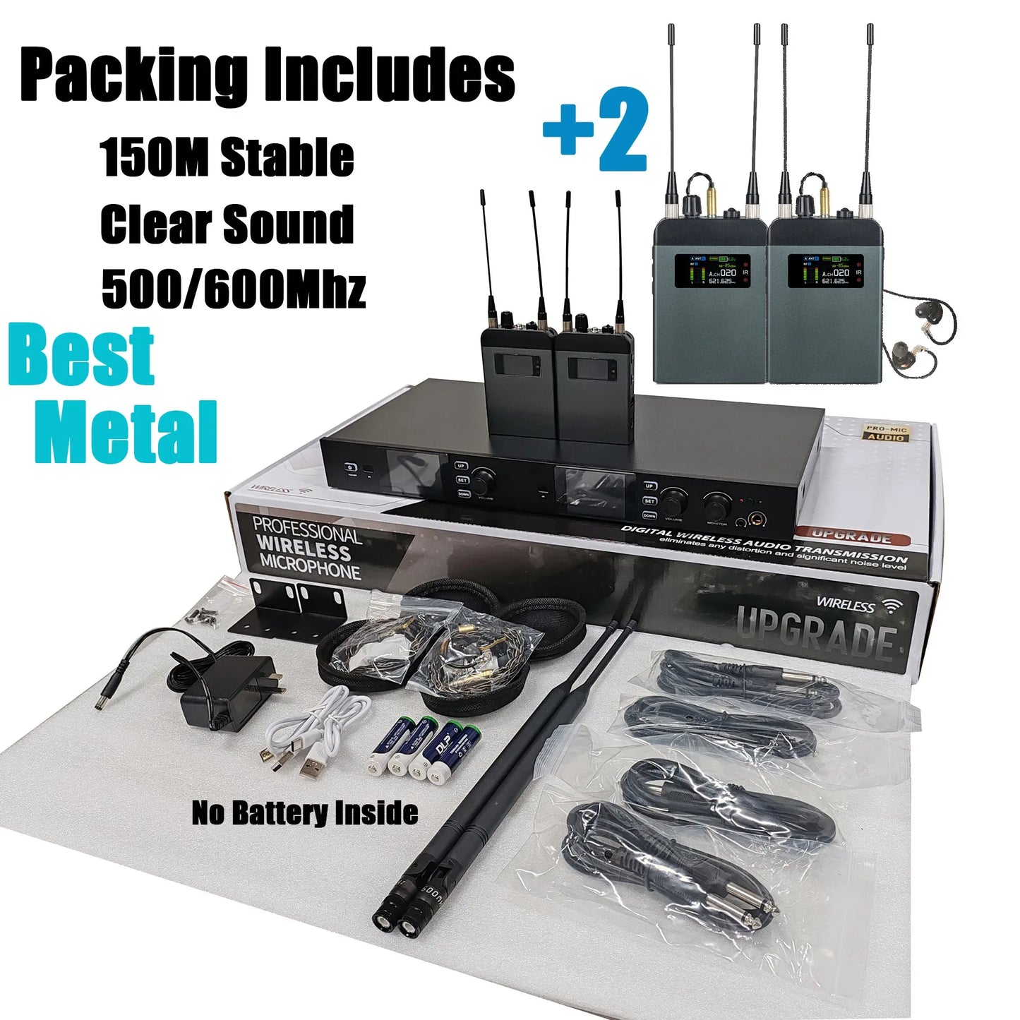 Leicozic Best Stereo In-Ear Monitor PM20 2Channel Wireless Ear Monitoring System Rack-Mount True Diversity 4 Receiver 500/600Mhz