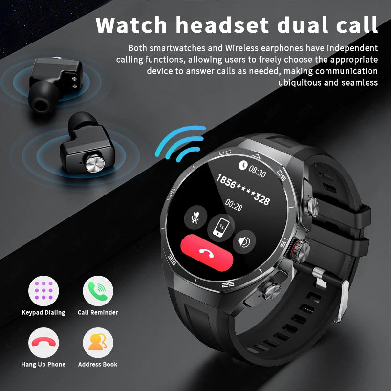 LIGE 2 In 1 Smart Watch With Earbuds NFC Smartwatch TWS Bluetooth Earphone Heart Rate Blood Pressure Monitor Sport Fitness Watch