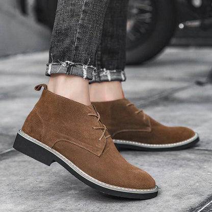 2025 Hot Selling High Top Retro Mens Casual Shoes Outdoor Wear-resistant Lace Up Flat Shoes Autumn and Winter Warm Walking Shoes
