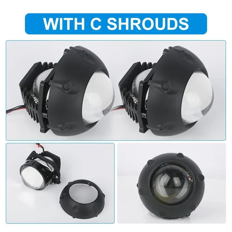2PCS 3 Inch Bi LED Projector Headlights Lenses for Hella LED Lights Projector 3000W 32000000LM Diode Headlamp Car Accessories