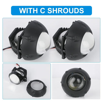 2PCS 3 Inch Bi LED Projector Headlights Lenses for Hella LED Lights Projector 130W 60000LM Diode Headlamp Car Accessories