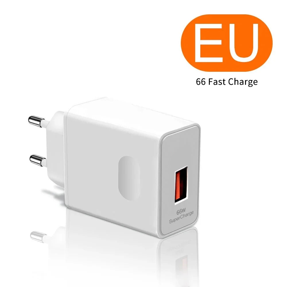 6A 66W Super Fast EU US Wall Charger Adapter 6A Type-C Cable For Huawei Mate 40 50 60 P50 Nova8 9 10 Honor 90 100 X7 X8 X9 Magic