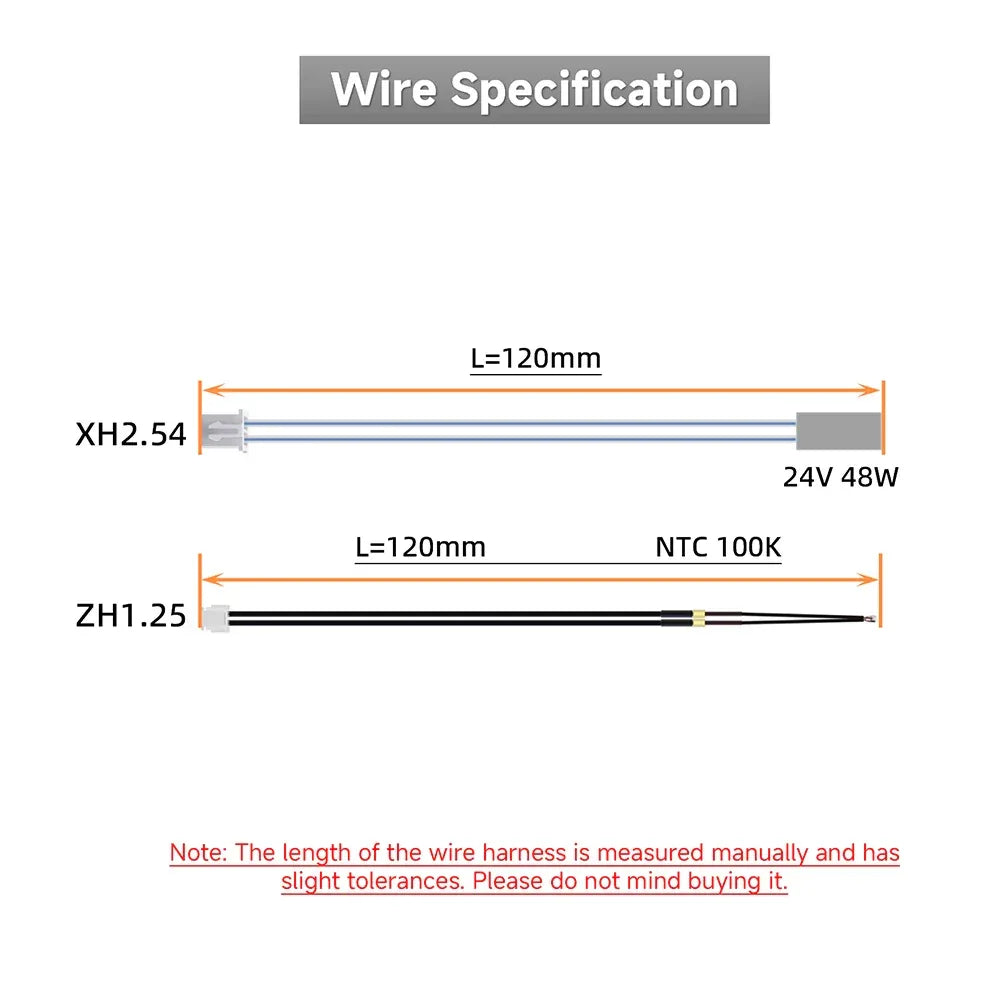 For Artillery SW-X3 X4 3D 24V 48W Ceramic Cartridge Heater Heating Rod 100K NTC Thermistor For Sidewinder X3 X4 3d printer