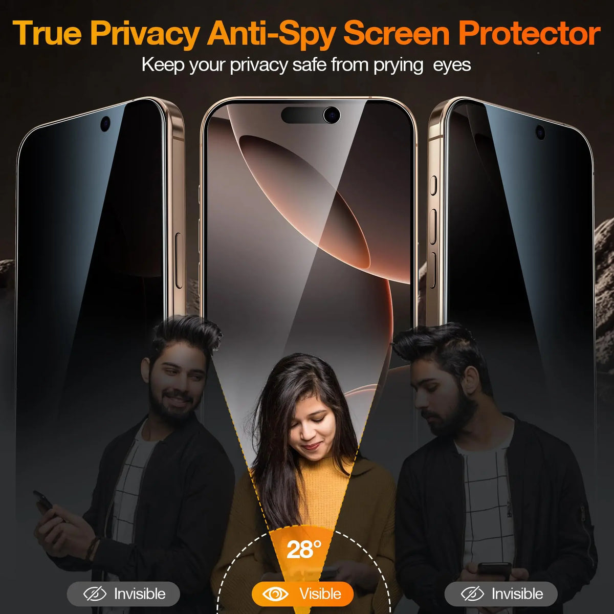 8IN1 4Pcs Anti-Spy Tempered Glass Screen Protector + 4Pcs HD Camera Lens For iPhone 11 12 13 14 15 16 Pro Max 16 Plus 16e Film by PDG ibma