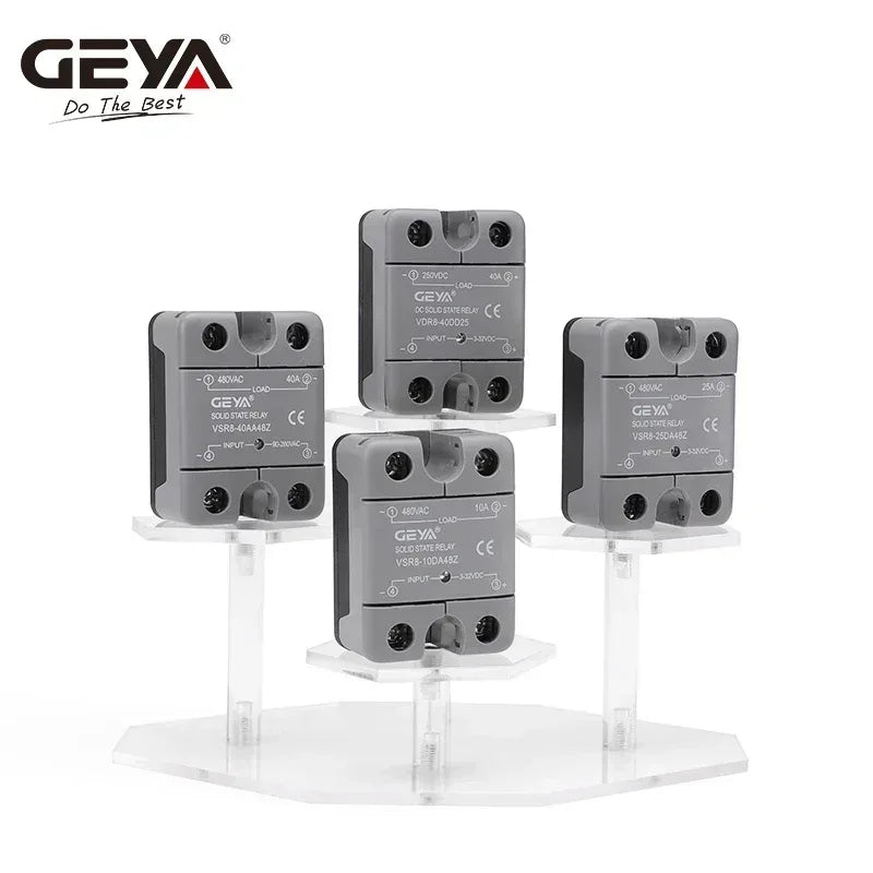 GEYA Single Phase Solid State Relay SSR 10DA 25DA 40DA Relay DC to AC 3-32V Input DC & 24-480VAC Output  VSR8