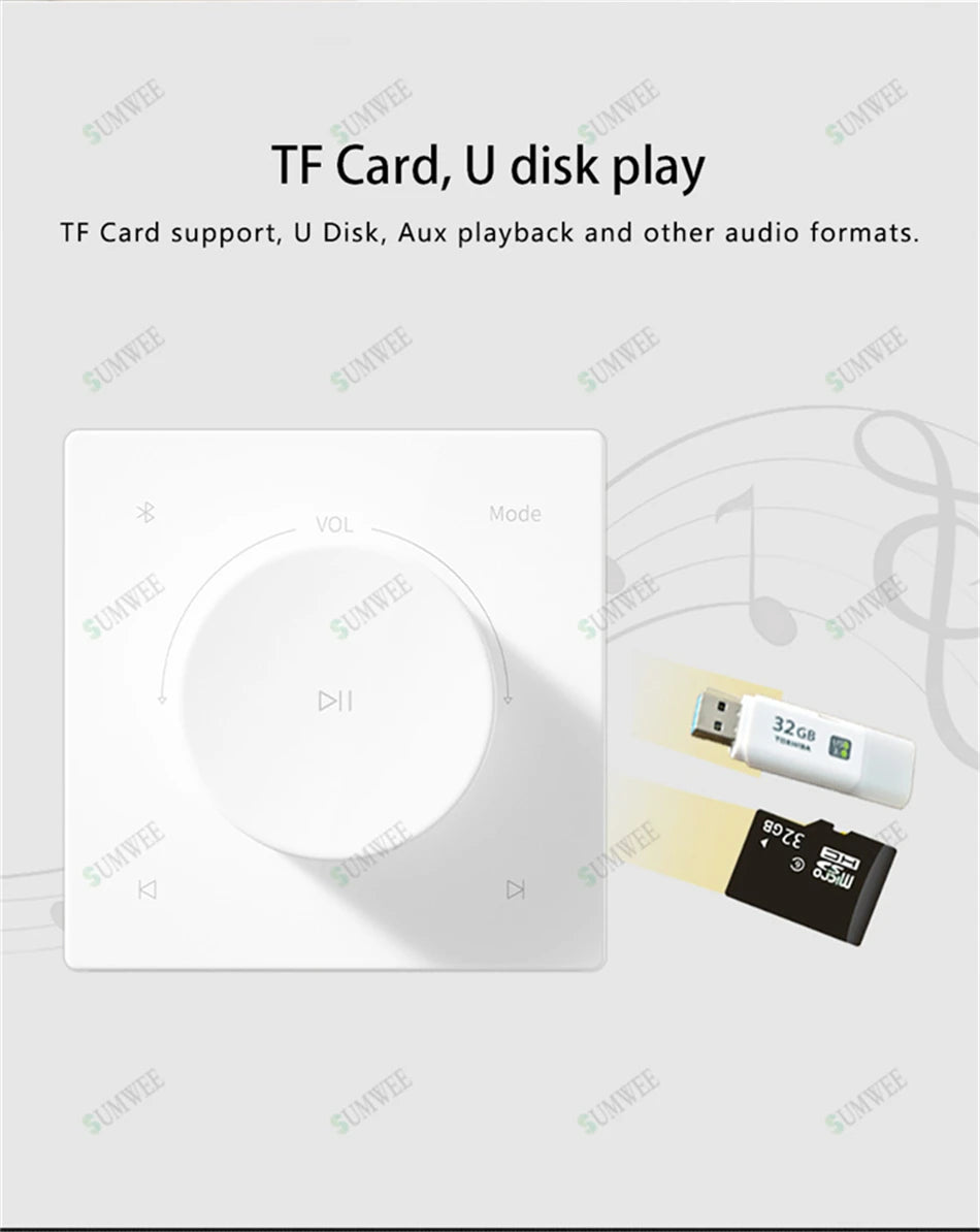 Mini Wall Amplifier Panel Bluetooth-compatible HiFi Home Theater Stereo Sound Audio TF USB Music control system ceiling speakers