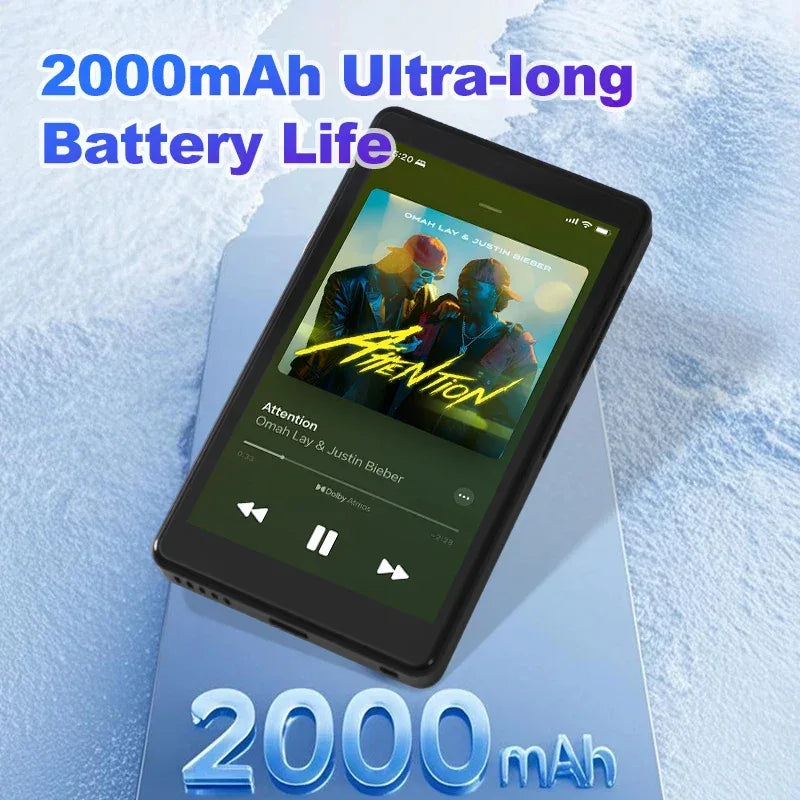 MP3 MP4 HIFI Stereo Player 3.97-inch 1080P HD Full-Screen Touch with Bluetooth and 2.4G/5G WiFi FM Radio Recording Ebook