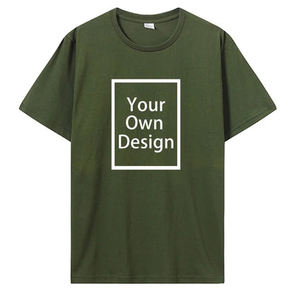 Custom Cotton Customized Print Short Sleeve T Shirt Summer Tops Tees DIY Your Like Photo Or Logo Cotton T-shirt Men Clothing