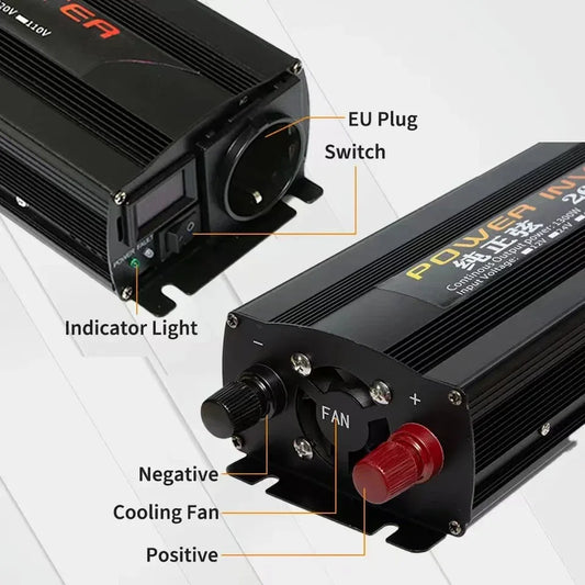 Inverter 12v 220v For 110v Pure Sine DC 12V 24V Power 1000W 2000W 2600W Solar Car Inverters Single Digital Display Converter by PDG ibma
