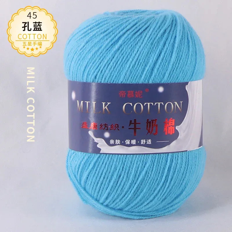 6Pcs Dyed Milk Sweet Soft Cotton Crochet Wool Yarn Thick Yarn Fiber Hand Knitting Wool Crochet Yarn Threads for DIY Sweater