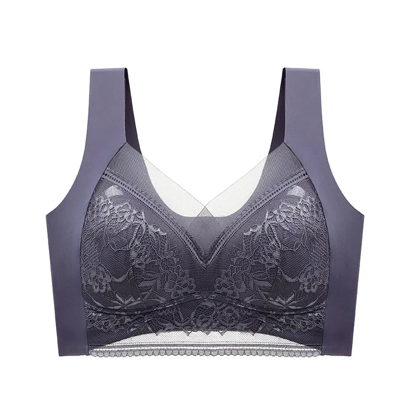 FallSweet Seamless Ice Silk Push Up Bra for Women Wireless Lace Bralette Plus Size Brassiere Summer Comfort Underwear Lingerie