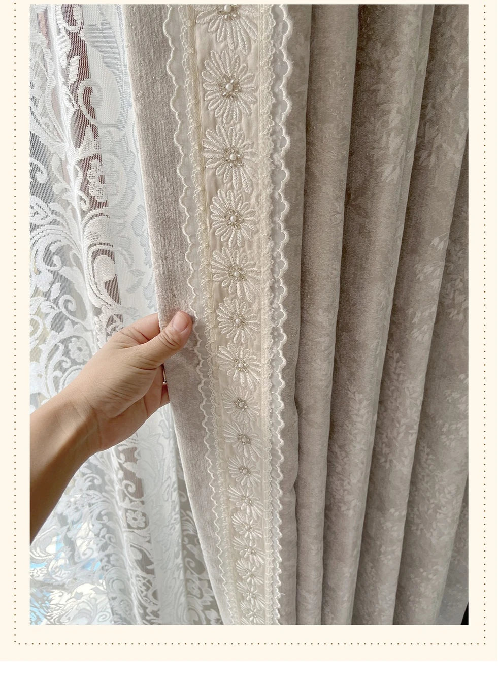 French Retro Style High-end Luxury Romantic Jacquard Chenille Lace Blackout Curtain Bedroom Door Screen Shutter Home Decor