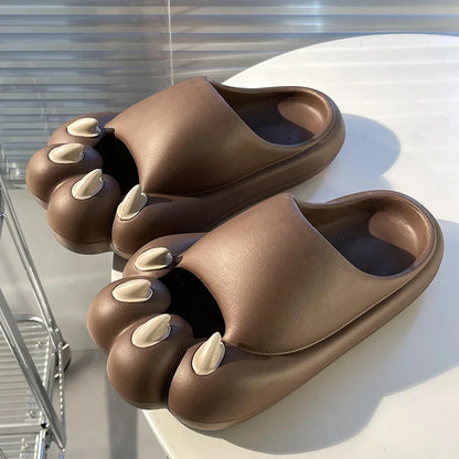 Cute Tiger Paw Slippers Men New Summer Outdoor Slides Shoes Unisex Funny Cartoon Bear Cat Claw Lovers Slipper Novelty Flip Flops