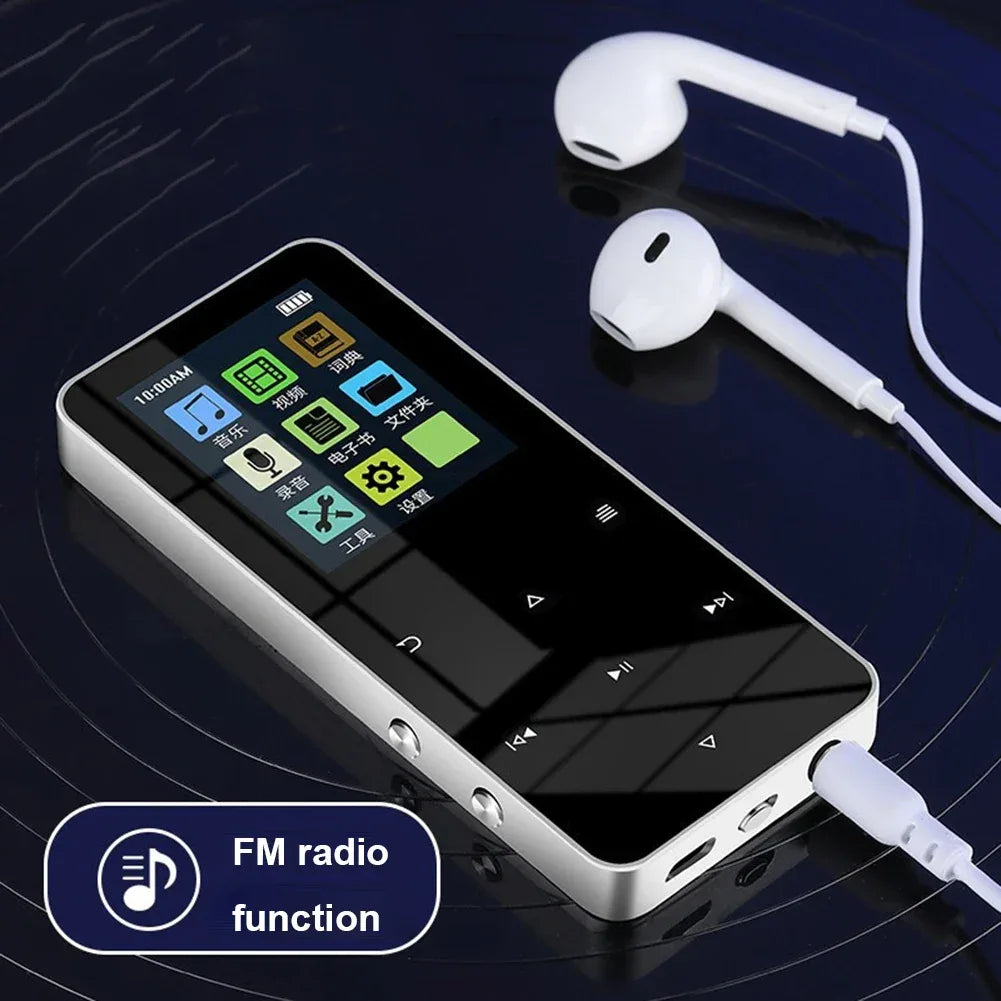 1.8 Inch Touchscreen MP3 MP4 Player Bluetooth-Compatible 5.0 Music Player FM Radio with E-Book Alarm Clock Built-in Speaker