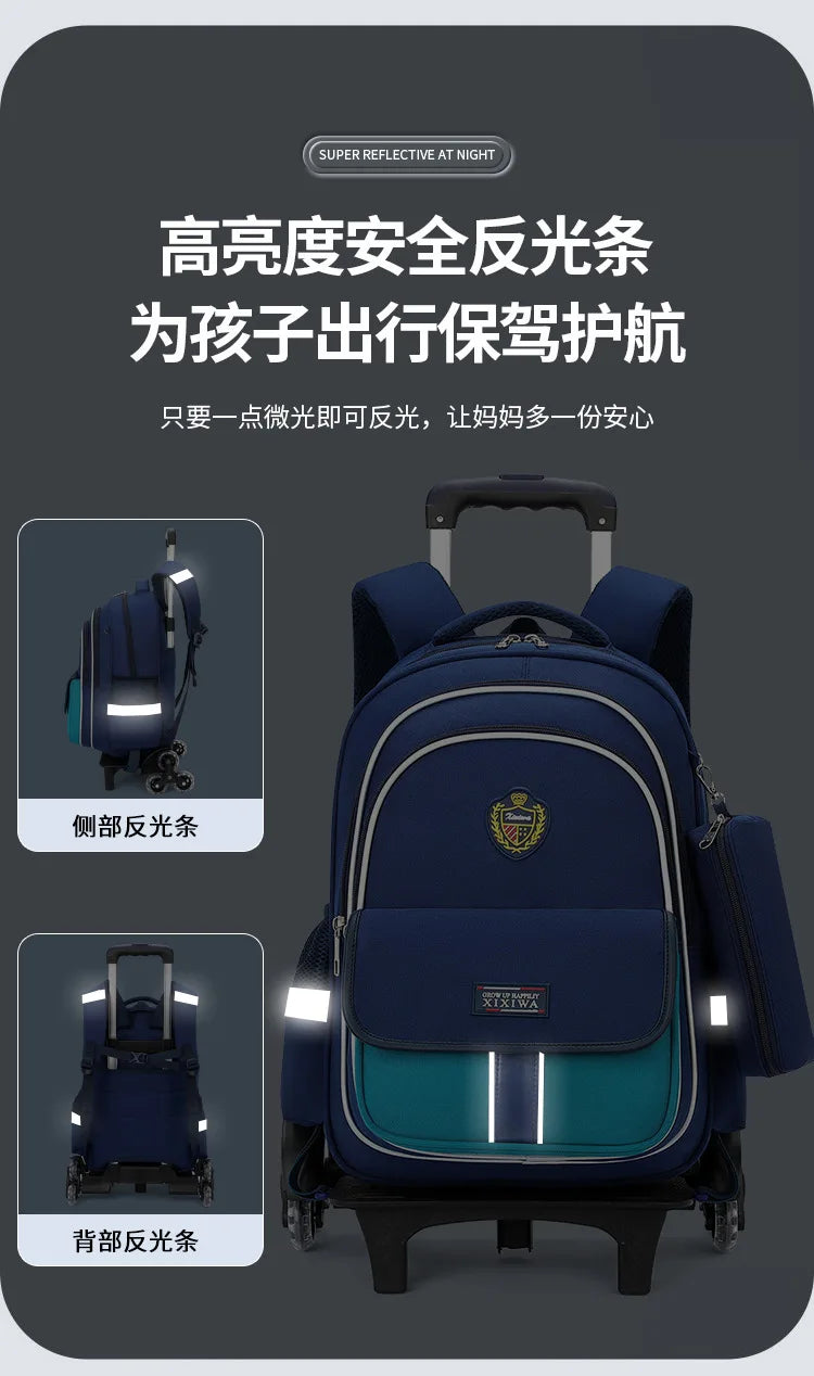 School Bag Kids Rolling Backpack for Boy Girls Wheeled Backpacks With Wheels Trolley Bookbag Carry on Luggage with Shoulder Bags