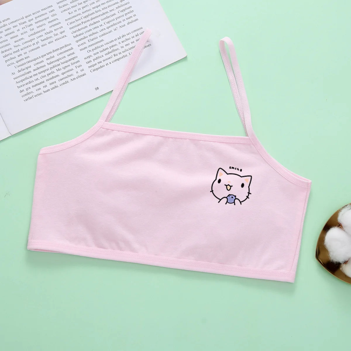 1pcs Cotton Thin Teenage Vest Girls Cartoon Print Bras Young Childrens Students Training Bras Maiden Kids Underwears Tank Tops