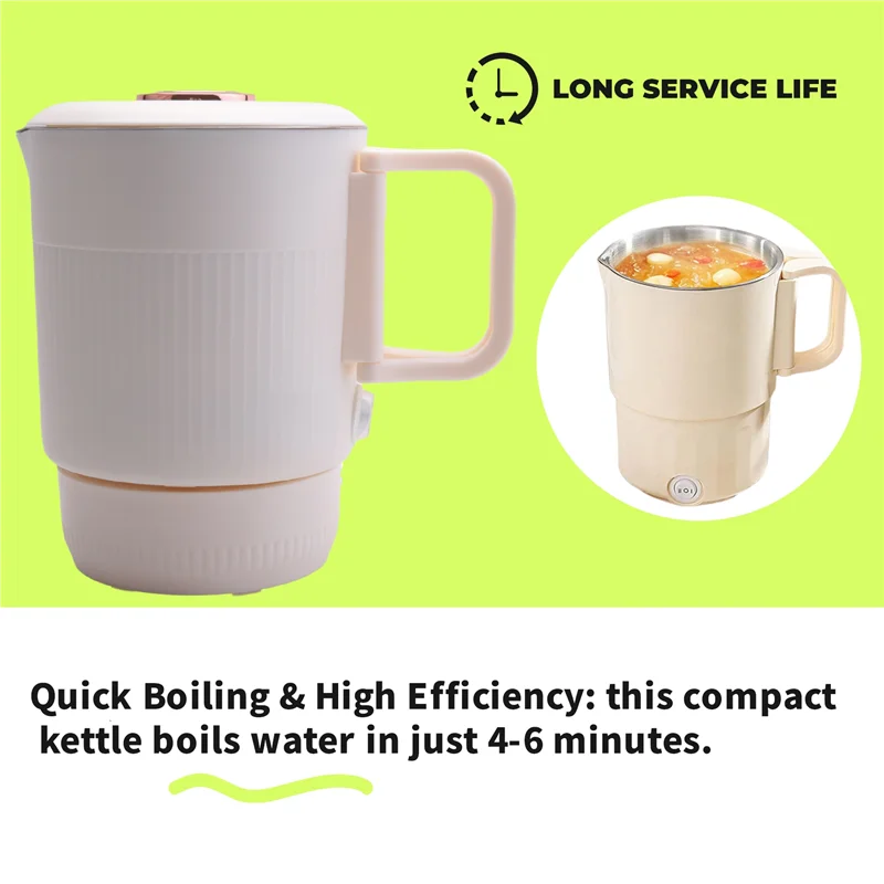ELEG-3 In 1 Multifunctional Rice Cooker Foldable Mini Travel Electric Kettle Household Foldable Electric Cooker Hot Pot EU Plug