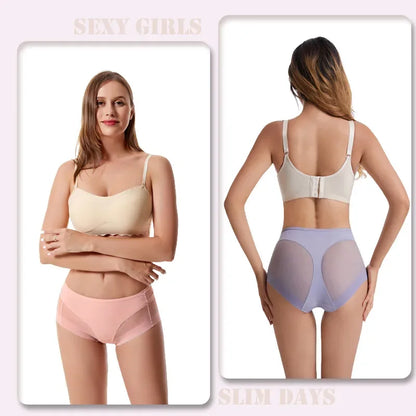 Ice Silk Women Underwear Panties Transparent Mesh Gauze Corset Waist Slimming Black Briefs Female Trainer Shaping Underpants2024