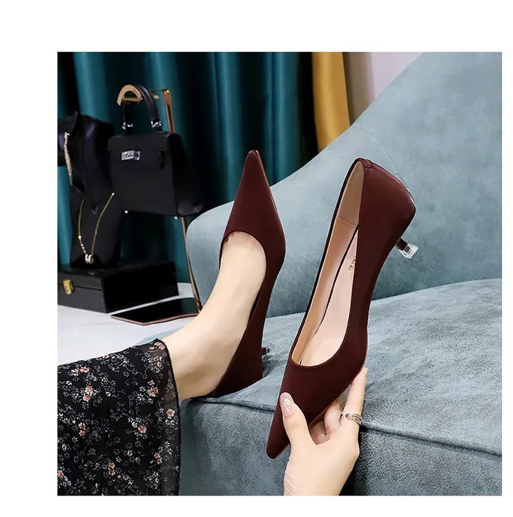 BIGTREE Shoes Women 4.5 Cm Heels Pointed Toe Woman Pumps Fashion Kitten Heels Large Size 34-43 Sexy Mid Heeled Female Shoes 2026